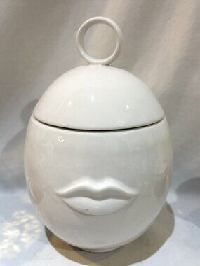 Jonathan Adler Mr & Mrs Muse White Porcelain Lidded Canister Cookie Jar